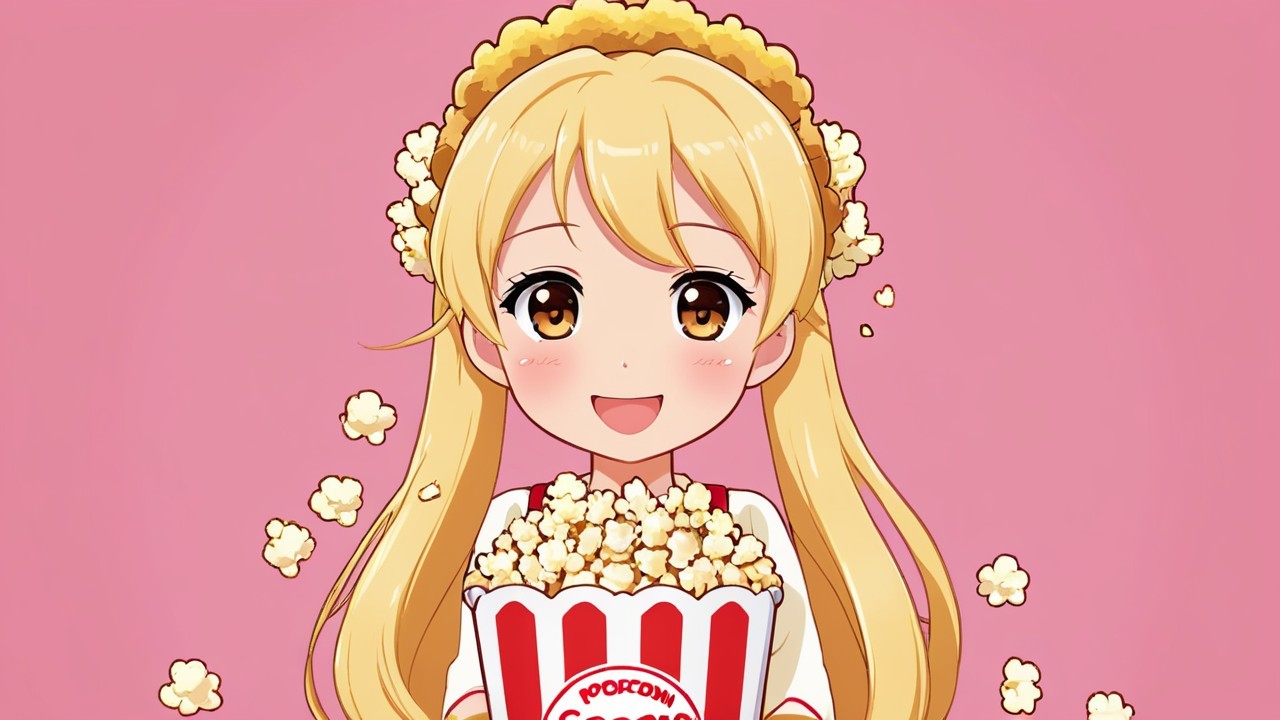 Whimsical Anime Popcorn Deity Design