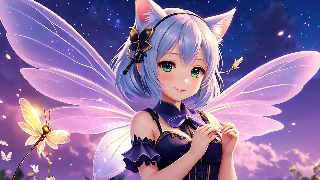 Whimsical Anime Character in Dreamy Landscape