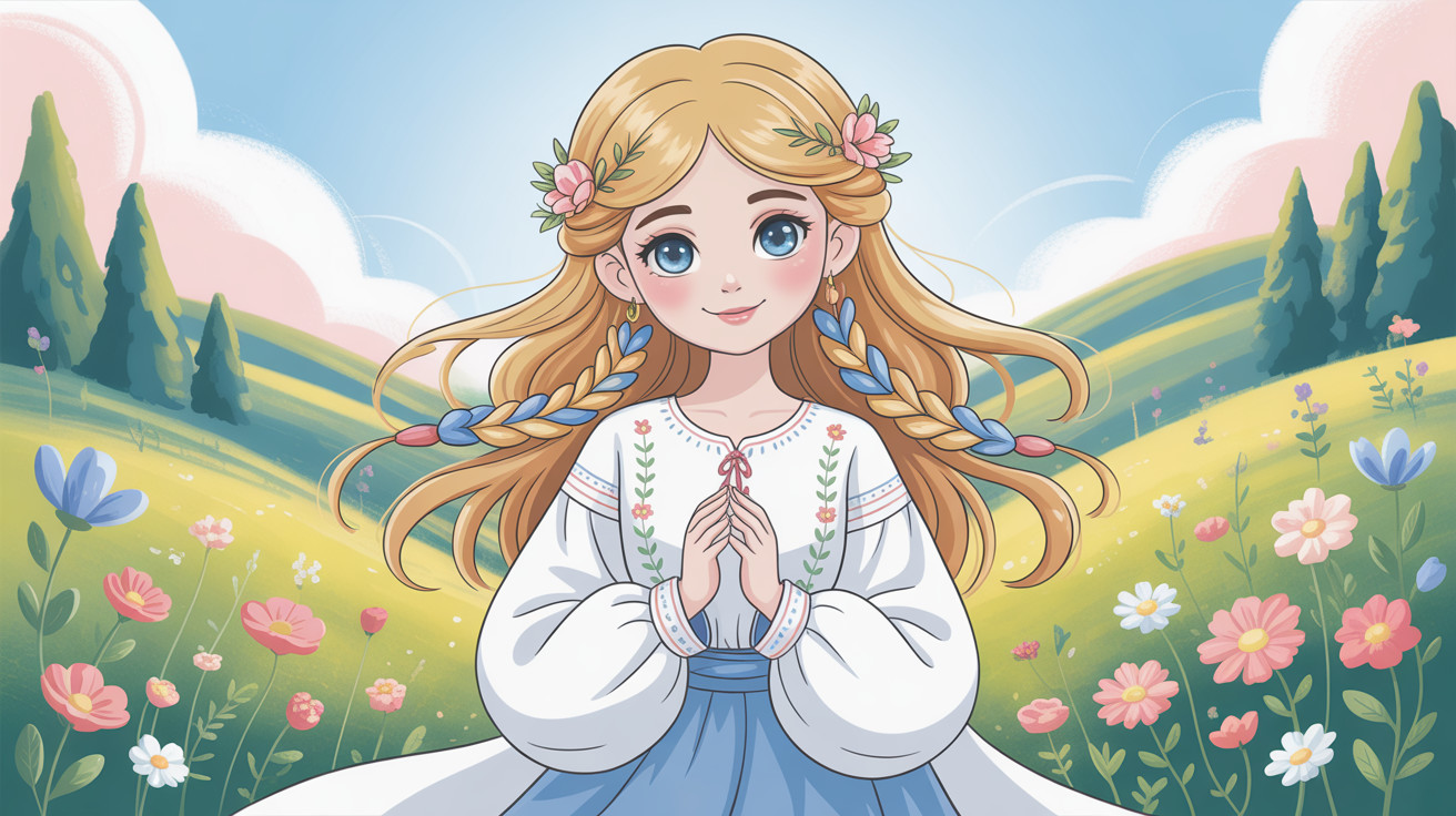 Watercolor Anime Drawing of a Ukrainian Girl