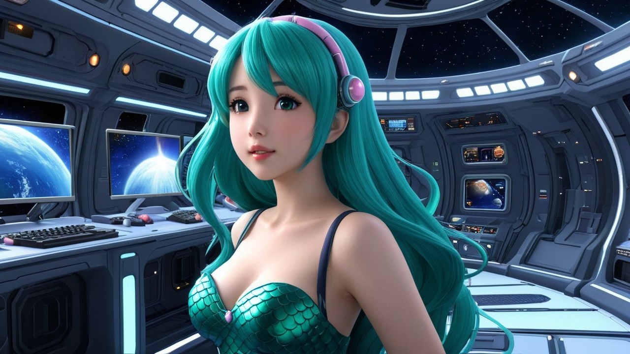 Animated Character in Futuristic Spaceship Setting