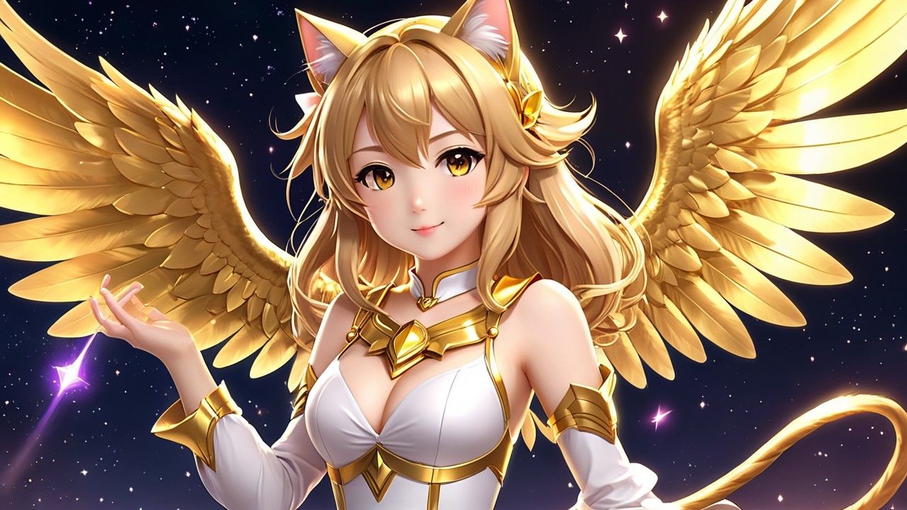 Character with Blonde Hair, Cat Ears, and Wings