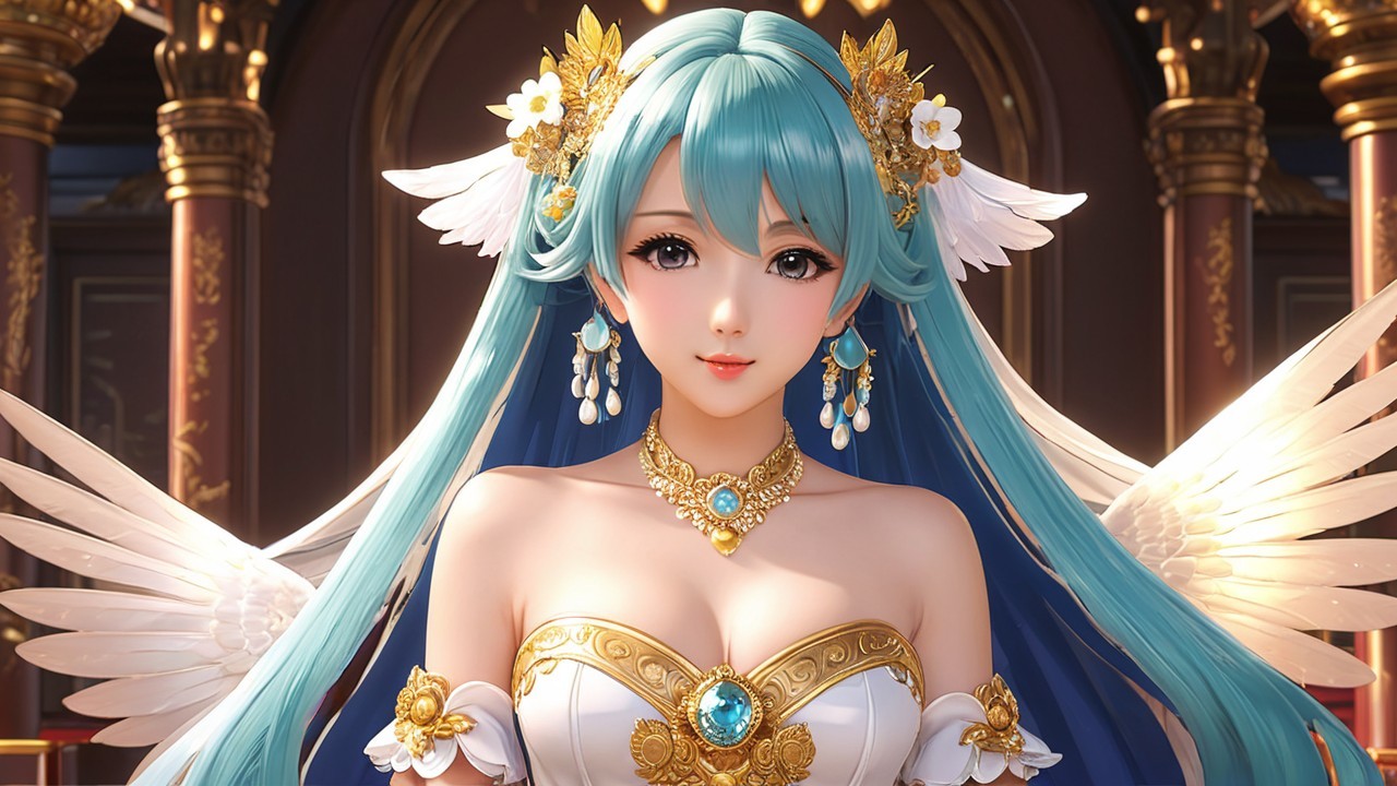 Ethereal Figure in Elegant Gown with Majestic Wings
