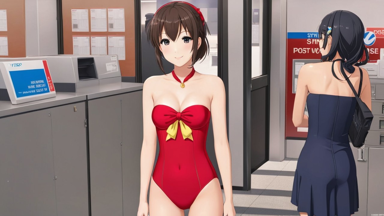 Indoor Postal Office Scene with Animated Characters