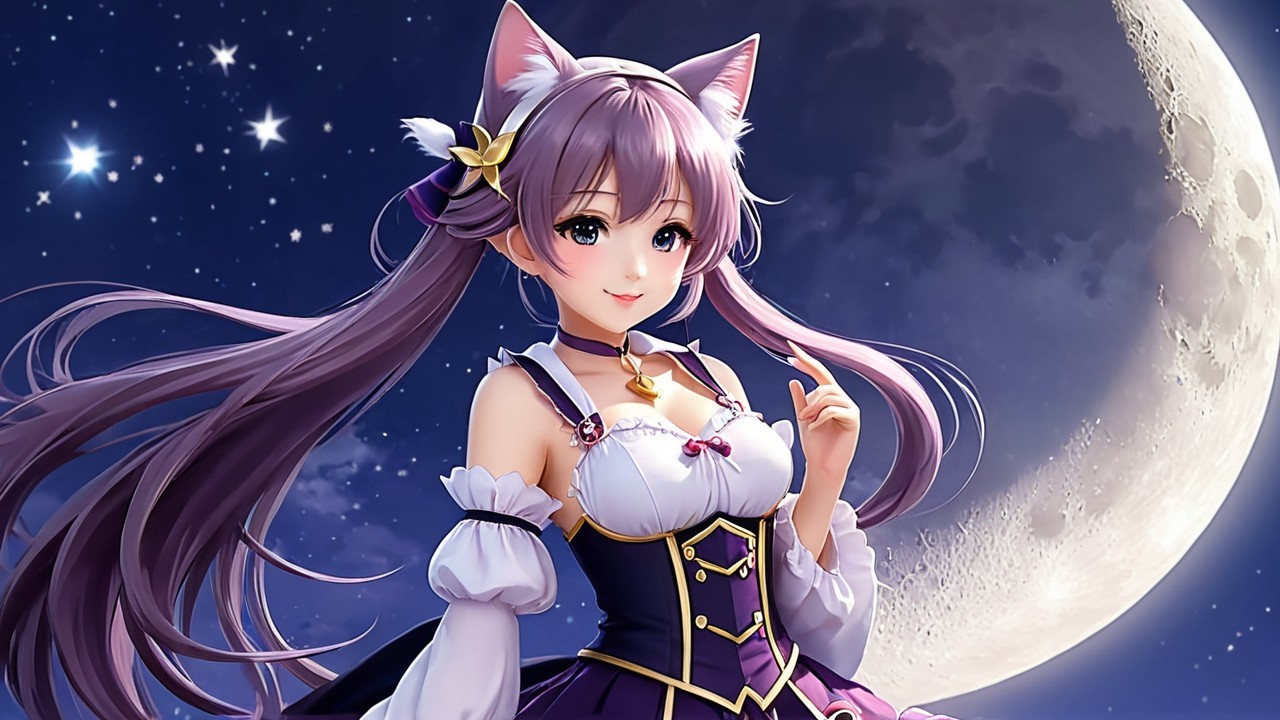 Whimsical Character Under a Starry Night Sky