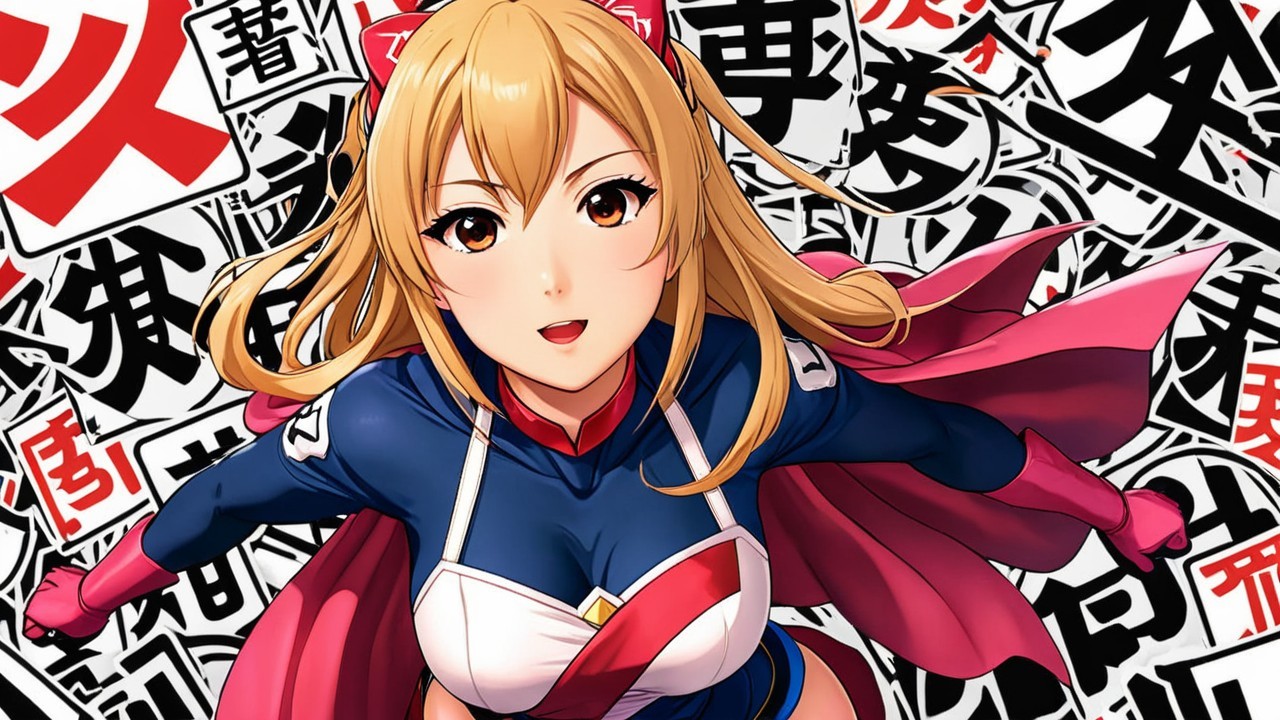 Confident Anime Character in Superhero Costume