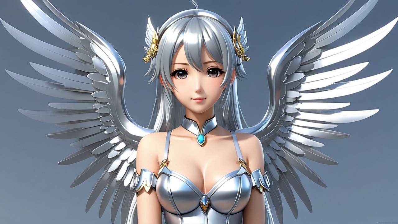 Anime Character with Silver Hair and White Wings
