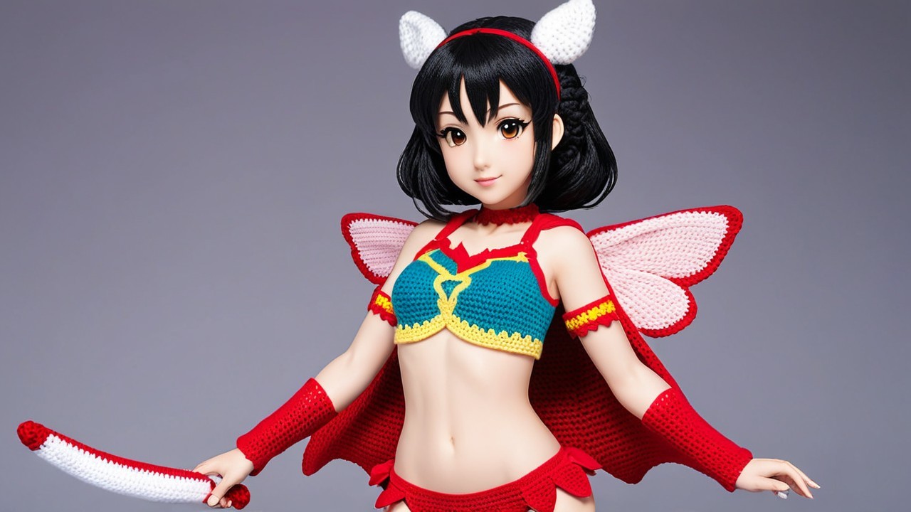 Anime-Inspired Character with Butterfly Wings and Sword