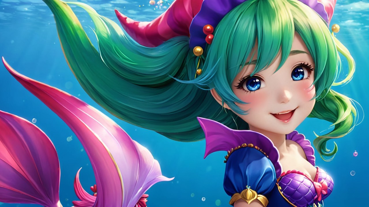 Whimsical Underwater Scene with Colorful Character