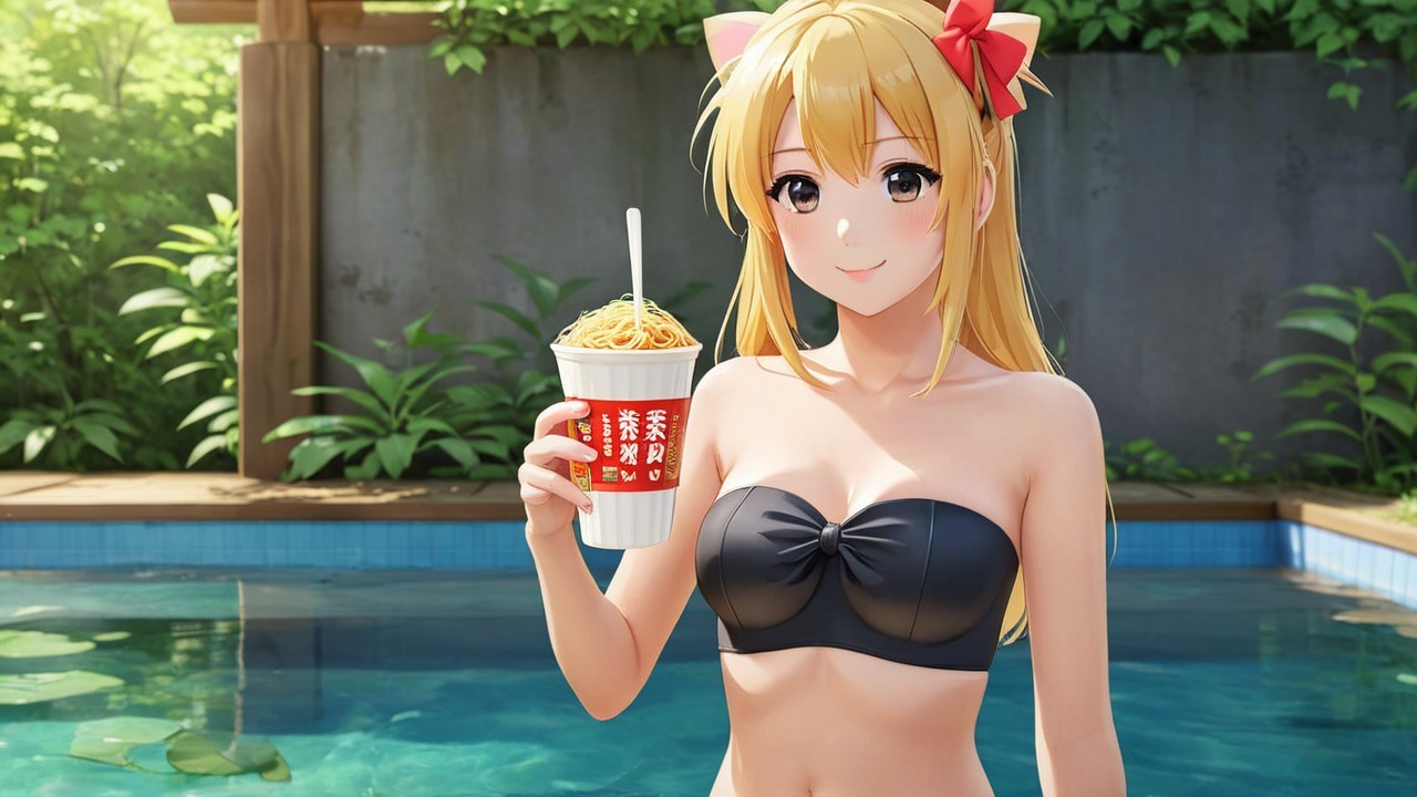 Adorable Anime Girl Enjoying Ramen Delight
