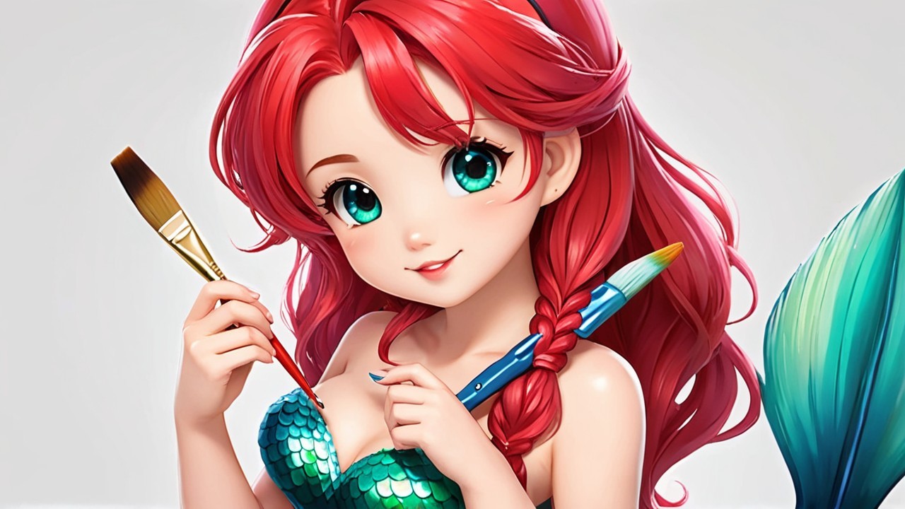 Vibrant Animated Mermaid with Artistic Elements