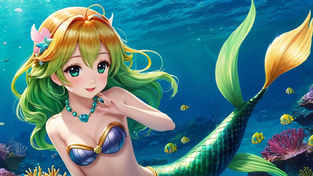 Enchanting Mermaid in Vibrant Underwater Scene