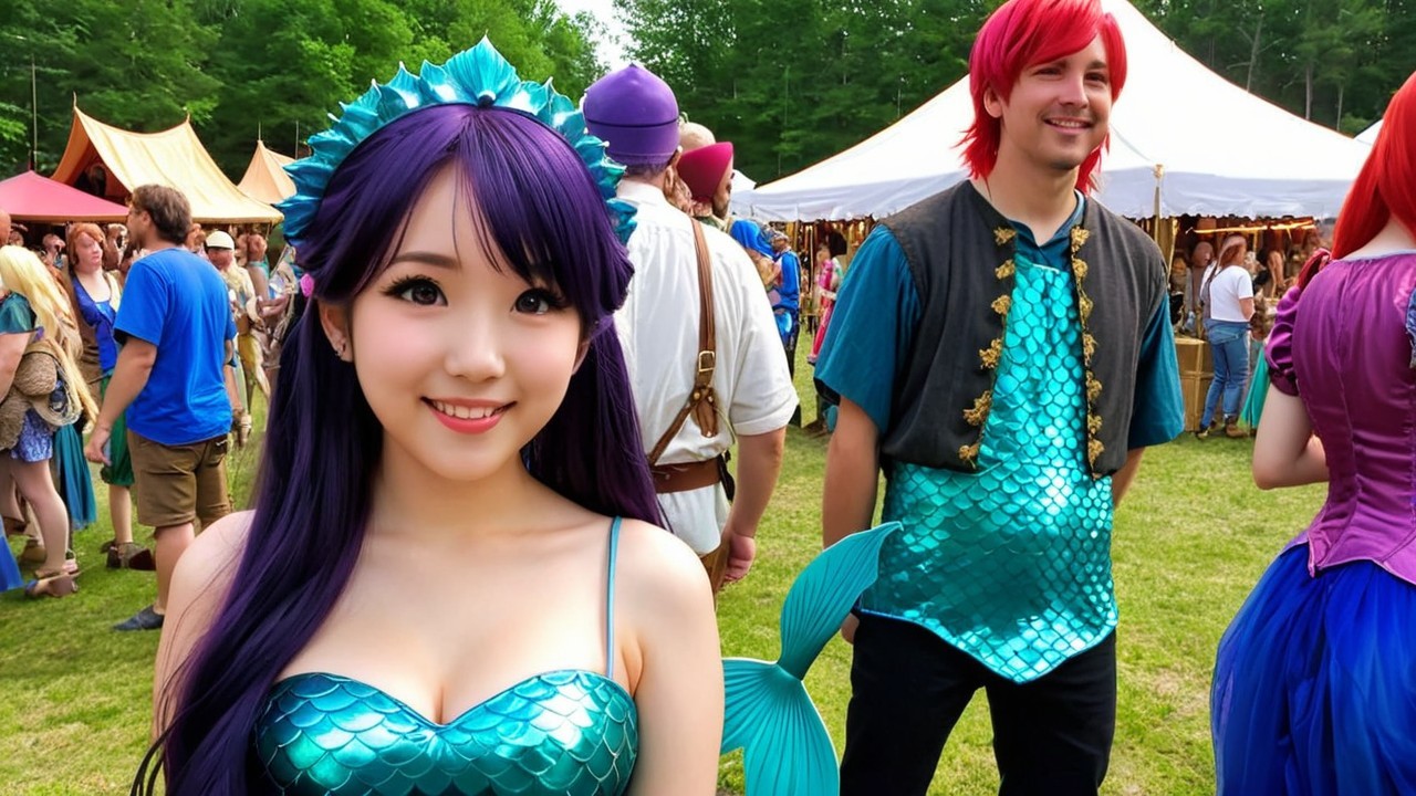 Vibrant Festival Scene with Colorful Costumes