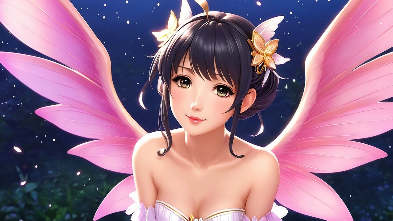 Digital Illustration of a Fairy with Pink Wings