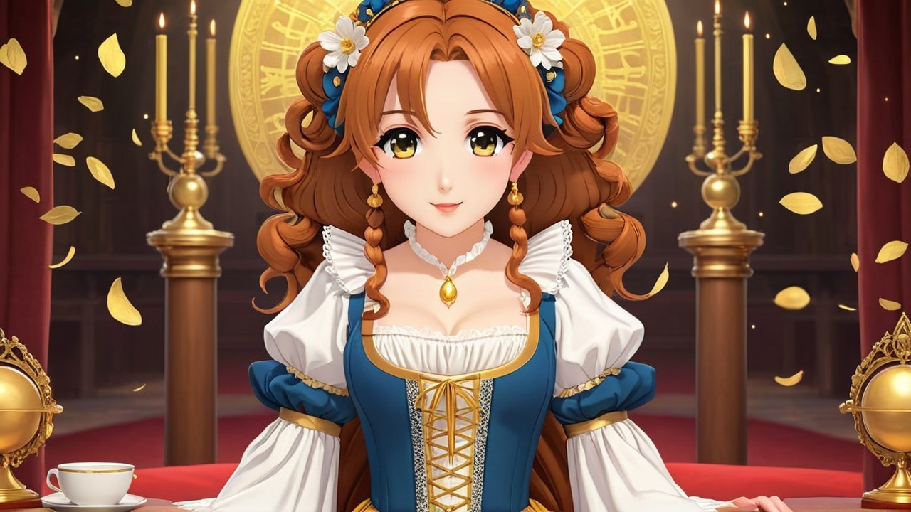 Illustration of a Young Woman in Traditional Dress