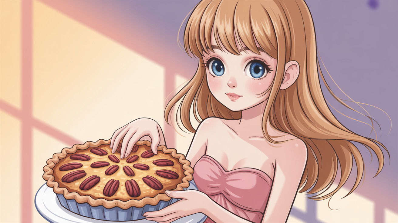 Anime Illustration of a Cute Girl with Pecan