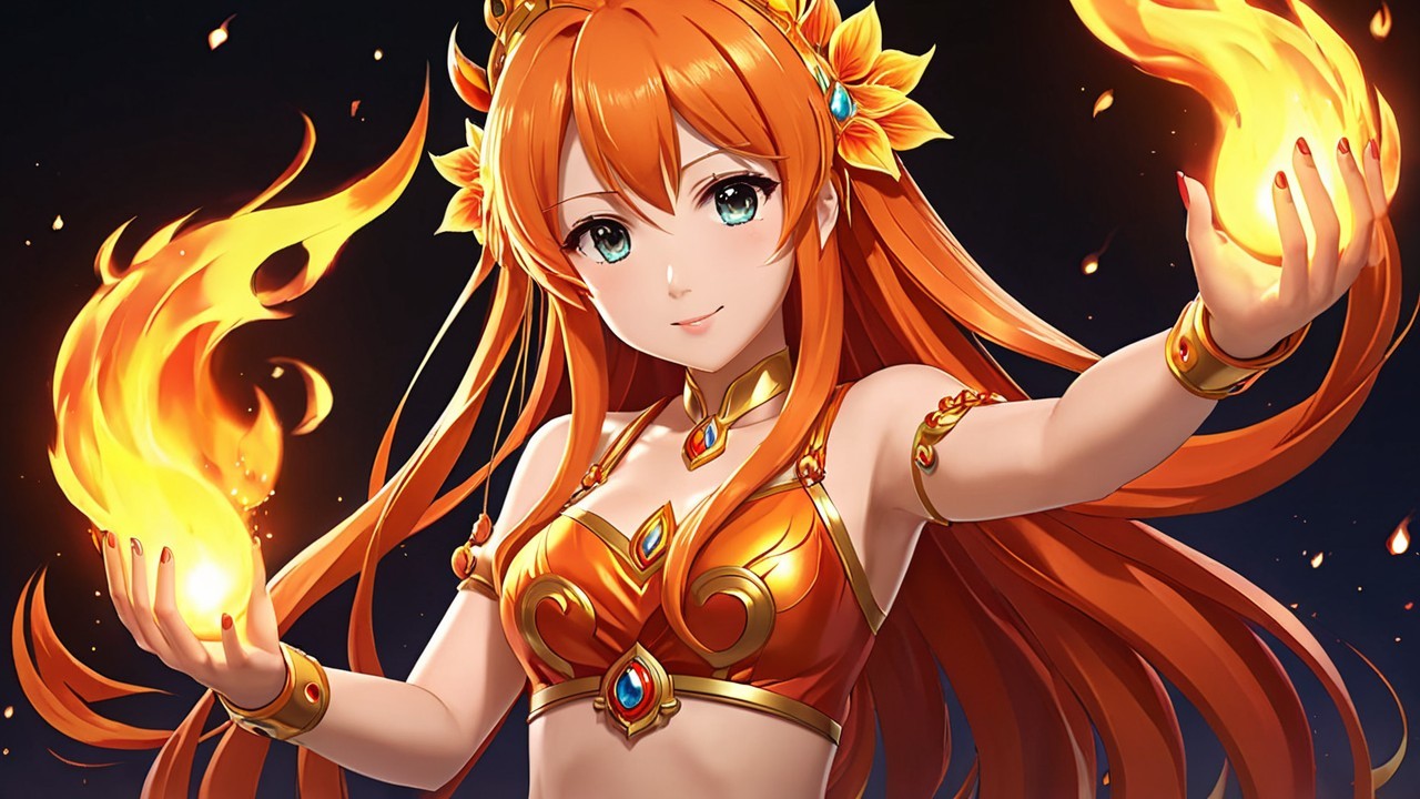 Character with Orange Hair and Fire Control