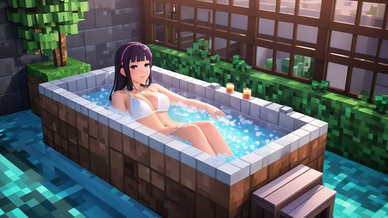 Pixel Art Scene of a Cozy Bathtub Retreat