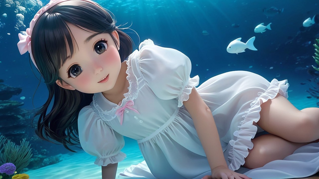 Animated Character in Dreamy Underwater Scene