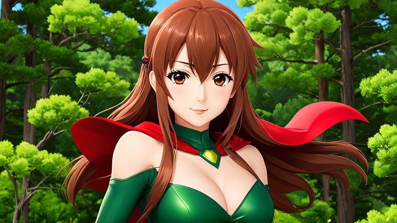 Confident Young Woman in Lush Forest Setting