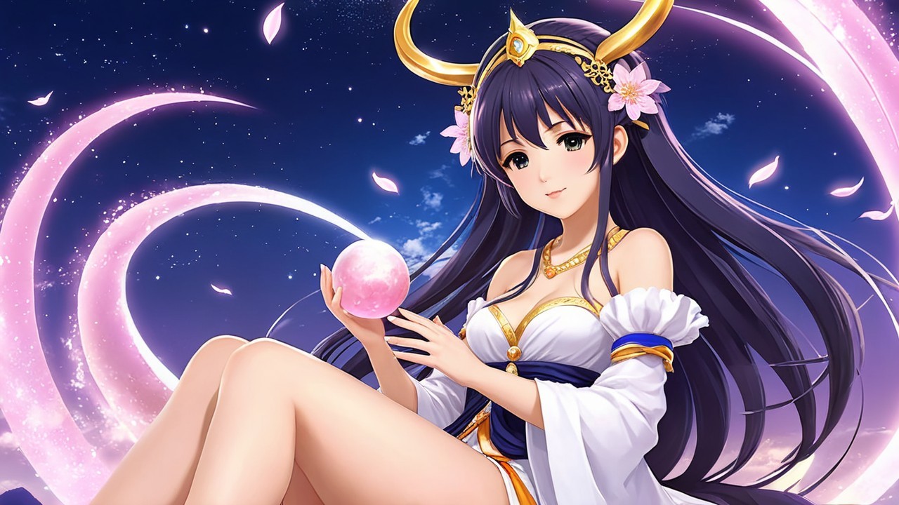 Mythical Female Character in Celestial Setting