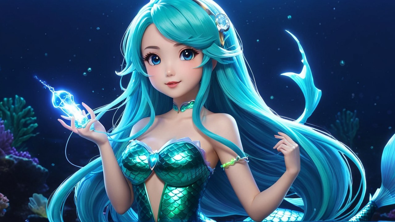 Vibrant Underwater Scene with a Stunning Mermaid