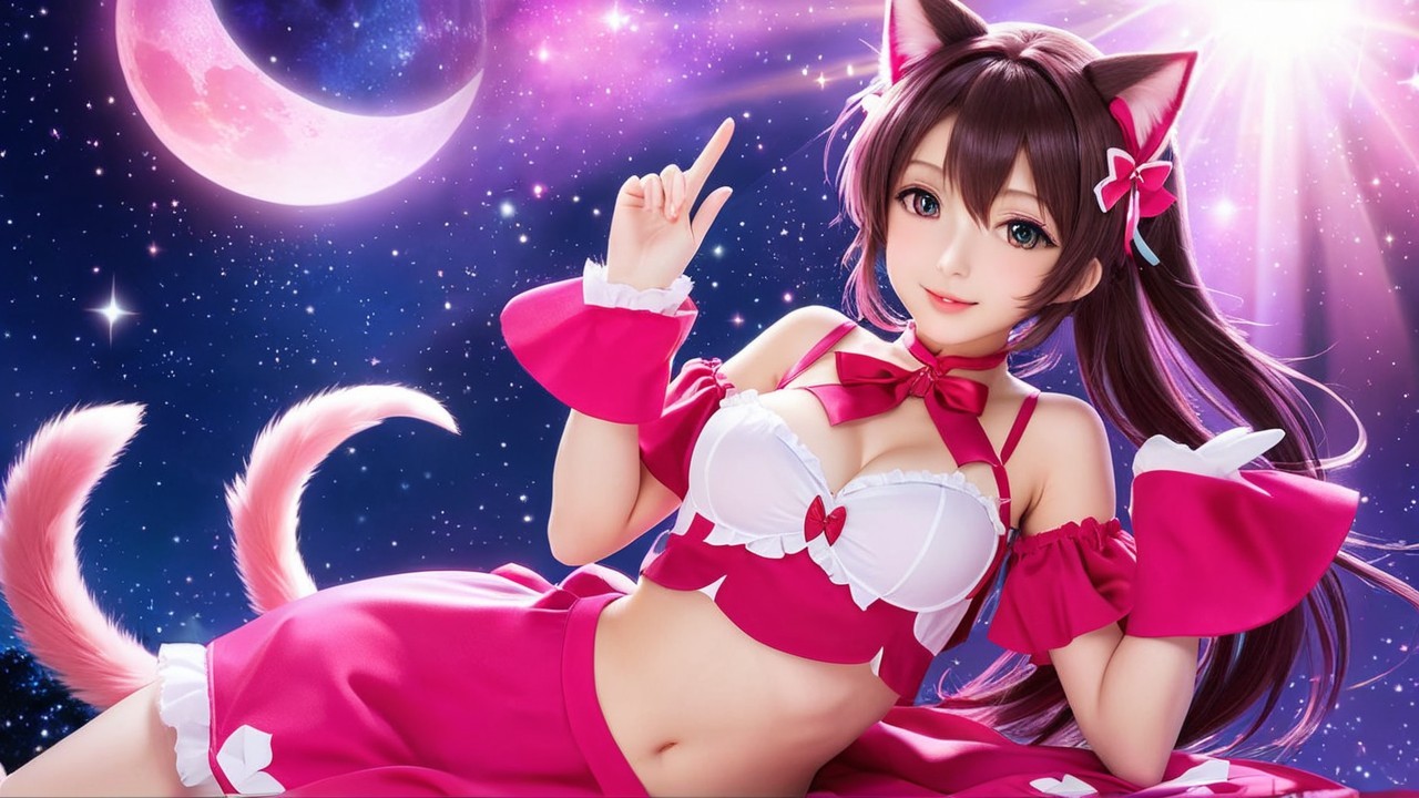 Charming Anime Catgirl in Microfiber Style