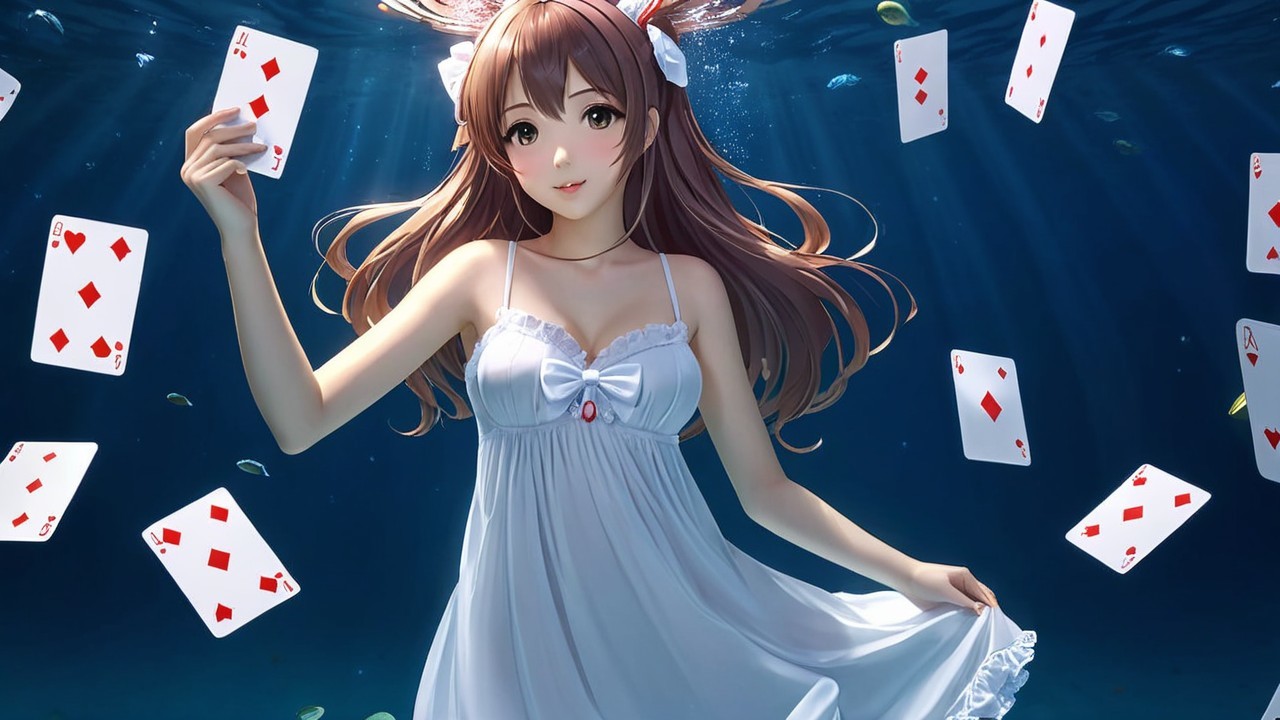 Underwater Scene of a Woman in a White Dress