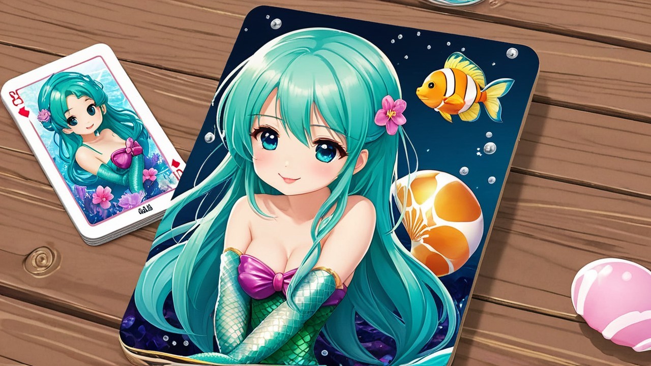 Vibrant Mermaid Illustration with Underwater Elements