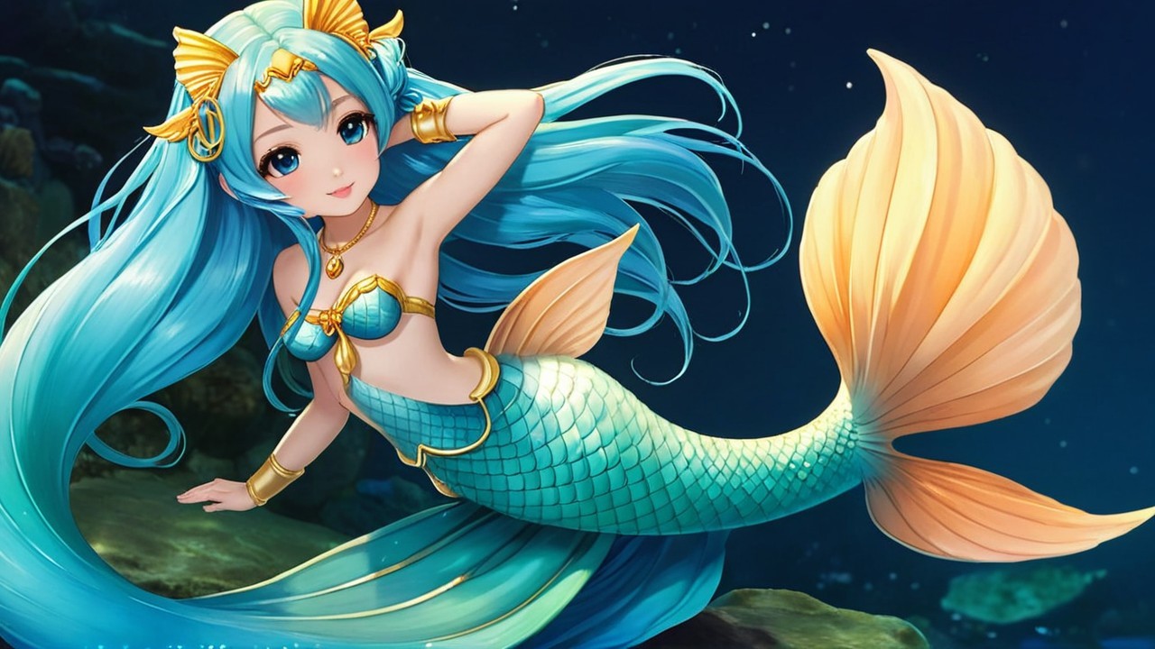 Vibrant Underwater Scene with Mermaid and Ocean Light