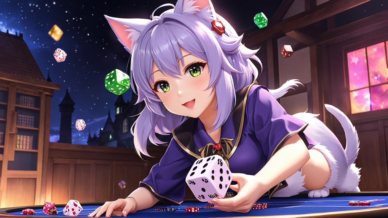 Anime Character with Cat Ears on a Gaming Table