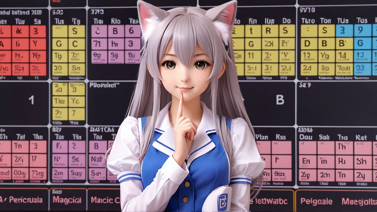 Stylized character with cat ears and school uniform