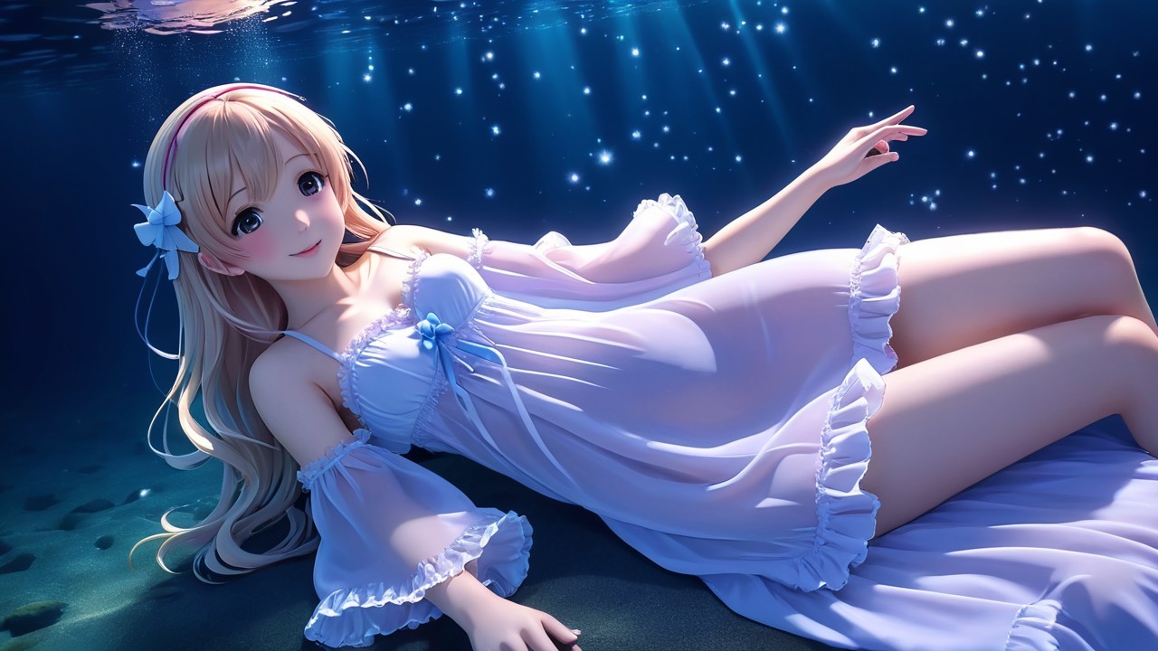 Serene Underwater Scene with Young Woman and Light