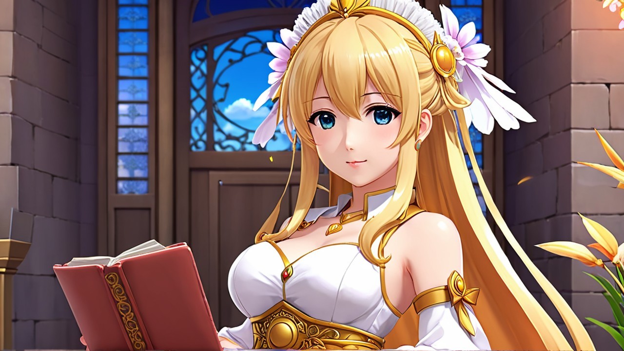 Illustration of a Young Woman in Elegant Setting