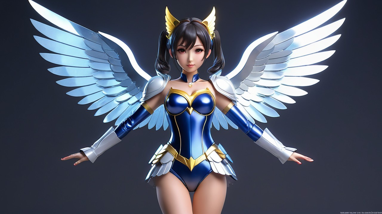 Heroic Character with Majestic Wings and Armor Outfit