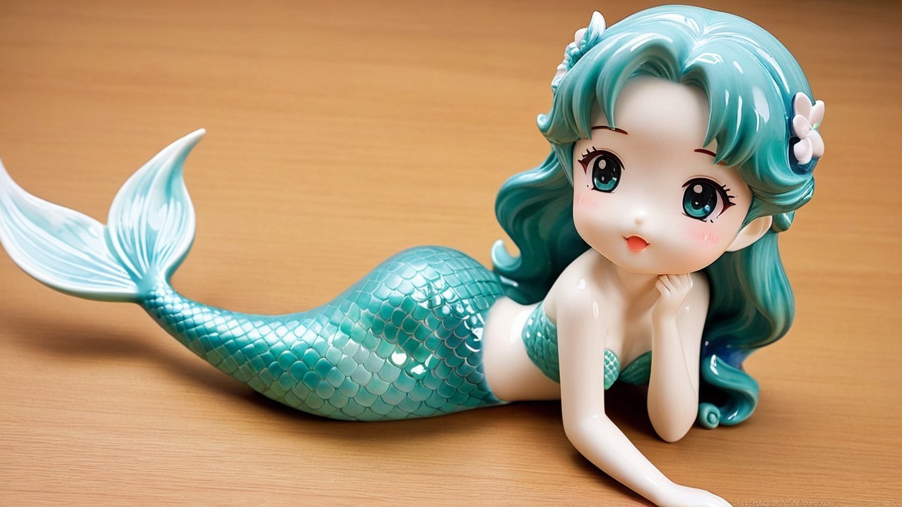 Charming Mermaid Figurine with Aqua Tail and Details
