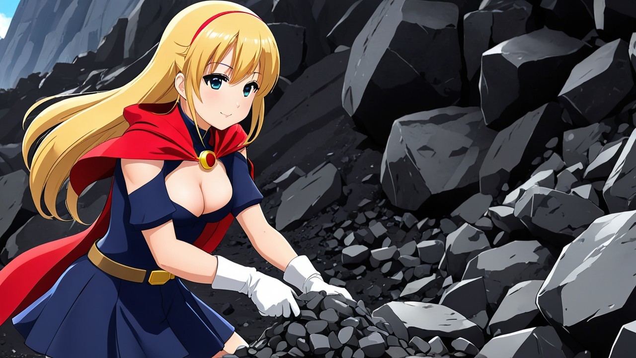 Cheerful Anime Character in Rocky Environment