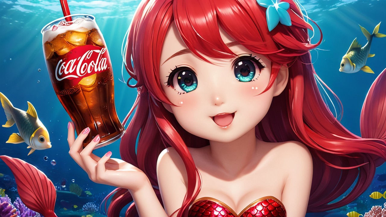 Animated Underwater Scene with Mermaid and Fish