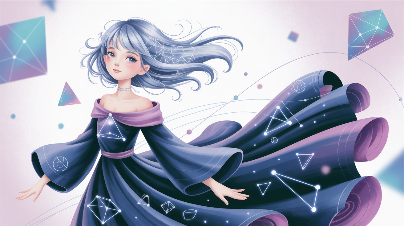 Anime girl with blue hair in flowy dress design