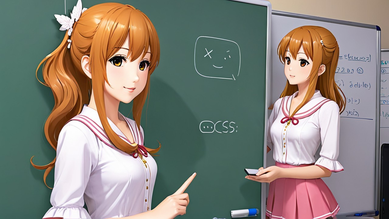 Anime Character in Cheerful Classroom Setting