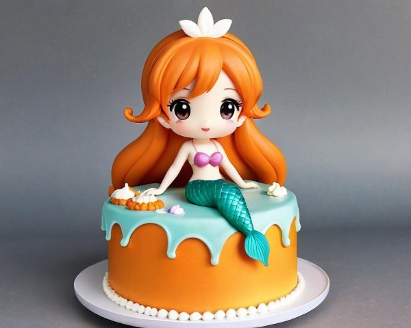 Whimsical Mermaid Cake with Colorful Decorations