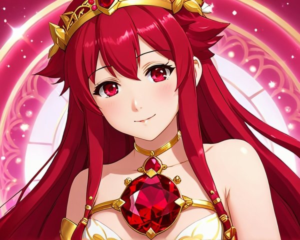 Regal Character with Red Hair and Elegant Dress