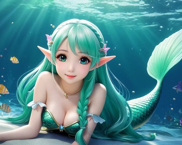 Enchanting Underwater Scene with a Mermaid and Coral