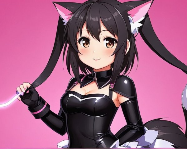 Anime Character with Cat Ears and Fluffy Tail