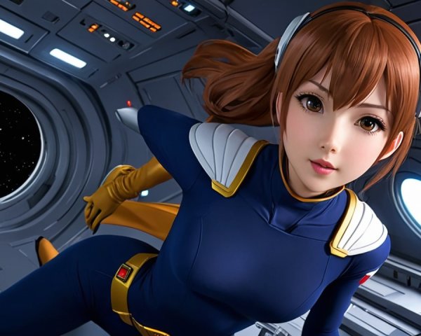 Futuristic Female Space Explorer in Sci-Fi Setting