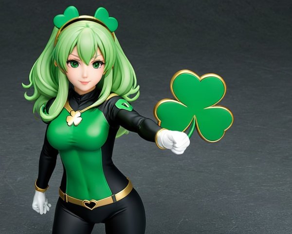 Character with Green Hair and Clover Symbol