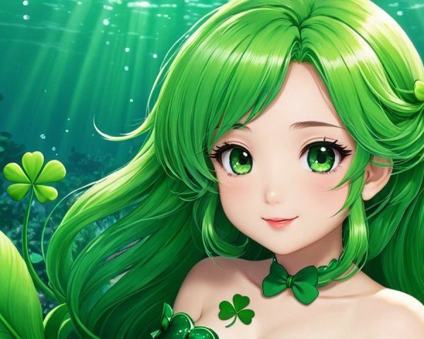 Underwater Scene with Girl and Lush Aquatic Surroundings