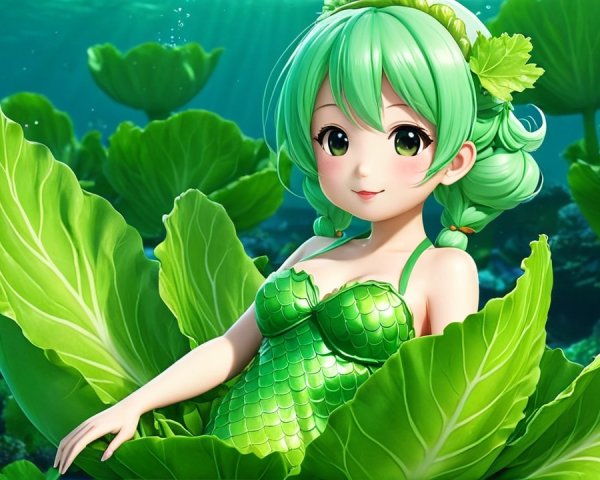 Whimsical Mermaid Character in Underwater Setting
