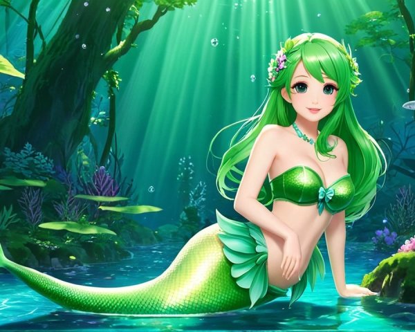 Enchanting Mermaid in Mystical Underwater Scene