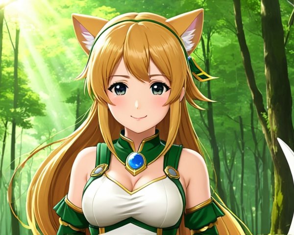Fantasy Character in Lush Forest with Fox Ears