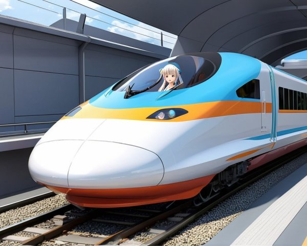 Futuristic Train at Modern Station with Vibrant Colors